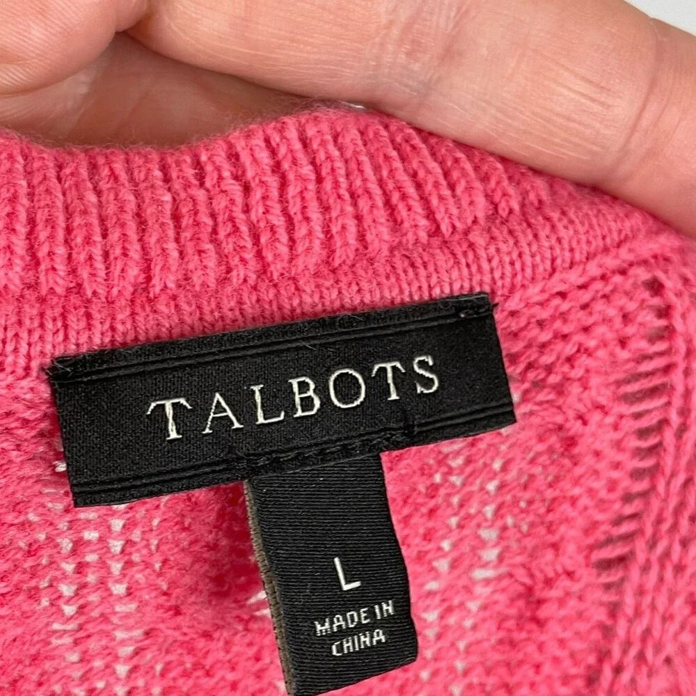Talbots Preppy‎ Cable Knit Sweater Large Wool Blend Feminine Pullover Capsule